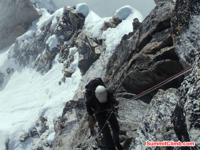 Maggie abseils the Yellow Tower. James Barritt Photo.