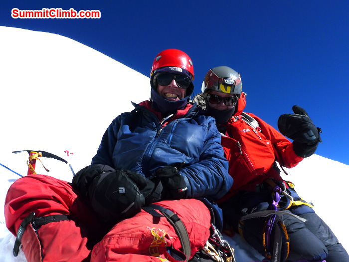 Member resting after summit of Mera Peak. Photo Frank Seidel