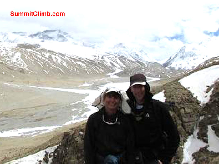 Deb and John on a hike high above Chinese Base Camp.Photo John Martersteck Deb and John on a hike high above Chinese Base Camp.Photo John Martersteck