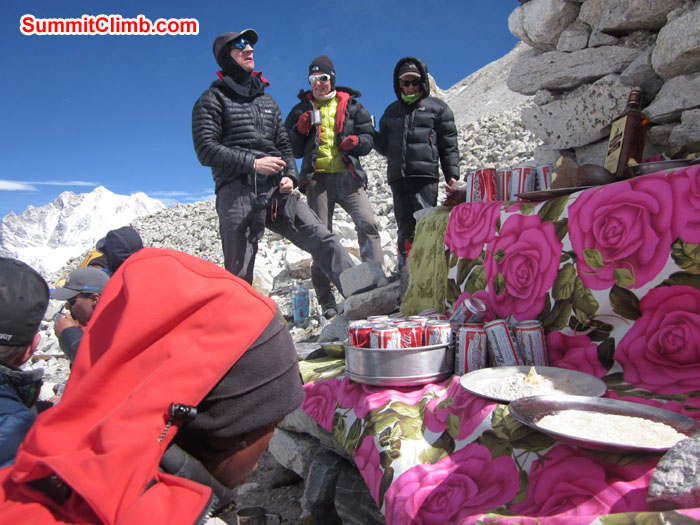 Members ready for Puja  Ceremony in Base camp. Photo John & Debbie