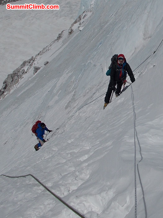 Members approaching Camp 2 at 6700 metres/22,100 feet. Photo Wayne Herrick