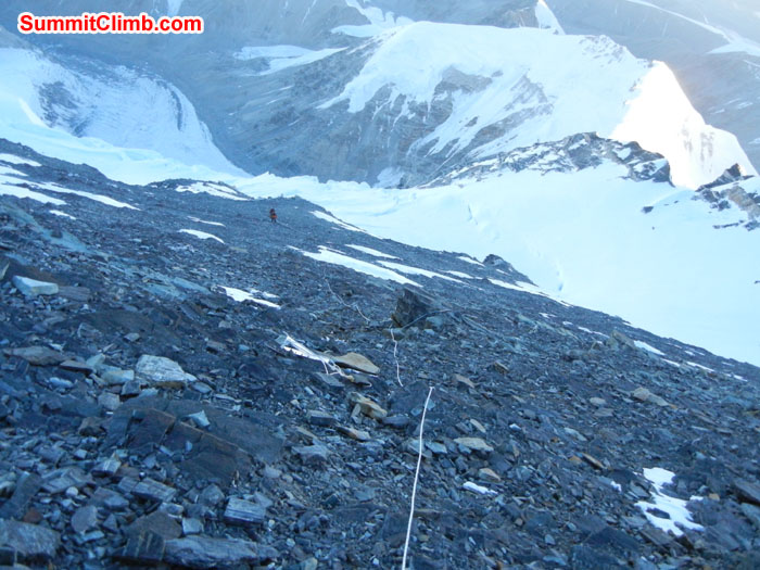 Fixed ropes on Summit day. Photo Scott Patch