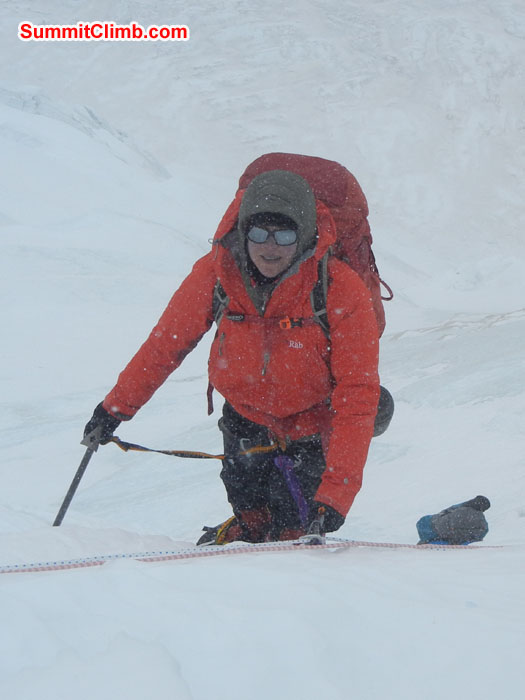 Holly on Fixed Line below camp 2. Photo by Scott patch
