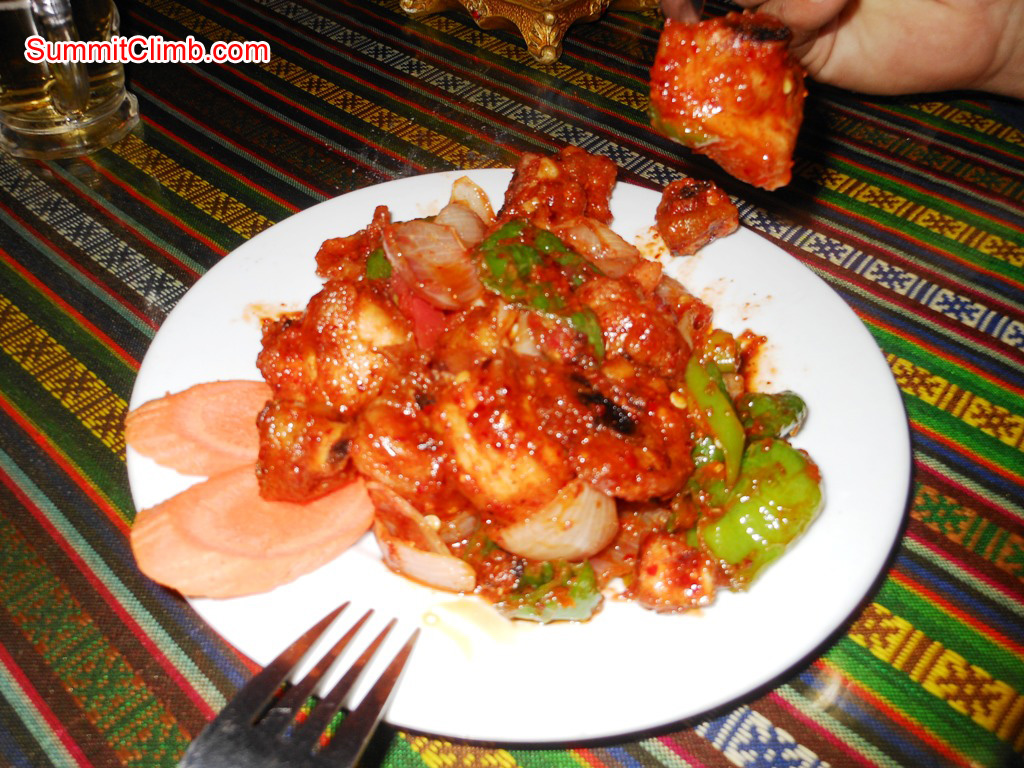 Chicken Chili, a famous dish favoured in Nepal and served in Tibet. Stu Frink photo