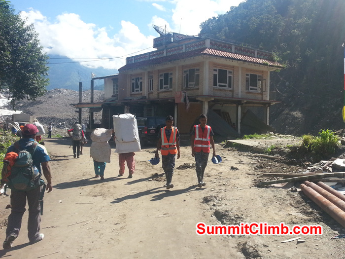 Trekking route through a massive landslide where 167 people were killed. May they Rest in Peace. Deha Photo.