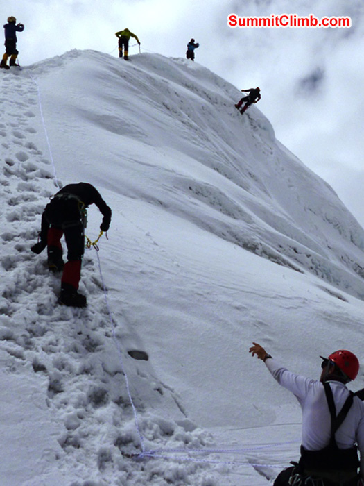 Our team doing ice training near ABC. Photo by JJ