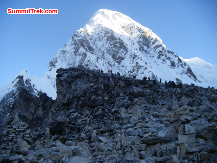No of trekker at Kalapather back ground Mt. Pumori. Photo by Hyker
