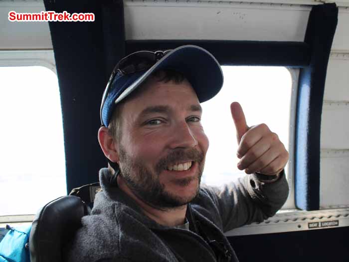 Thump up for flying out for Lukla. Photo Scott Younghusband