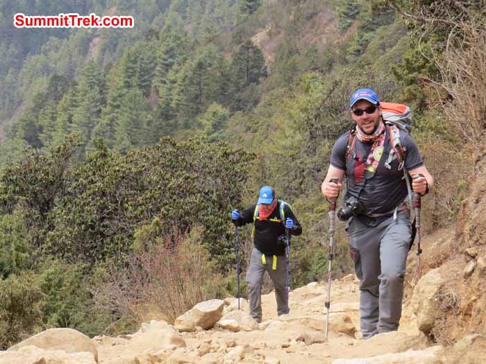 Hiking up in Tangboche hill. Photo Scot