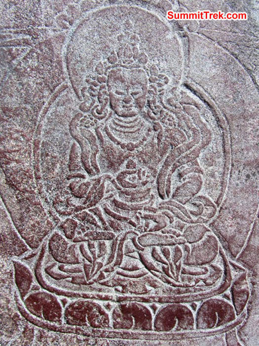 Carved mani prayer stone along the trail to Everest. Mark van 't Hof Photo