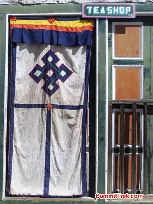 Tea shop doorway in Pangboche. Hannah Rolfson Photo