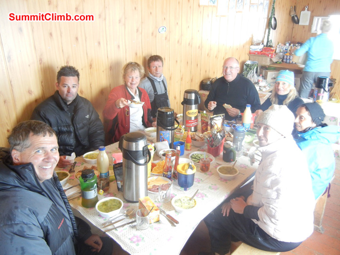 Group dinner in the huts Group dinner in the huts