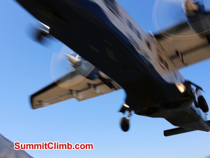 Watching the planes land overhead at the Lukla Airport, photo taken by Neal Kushwaha