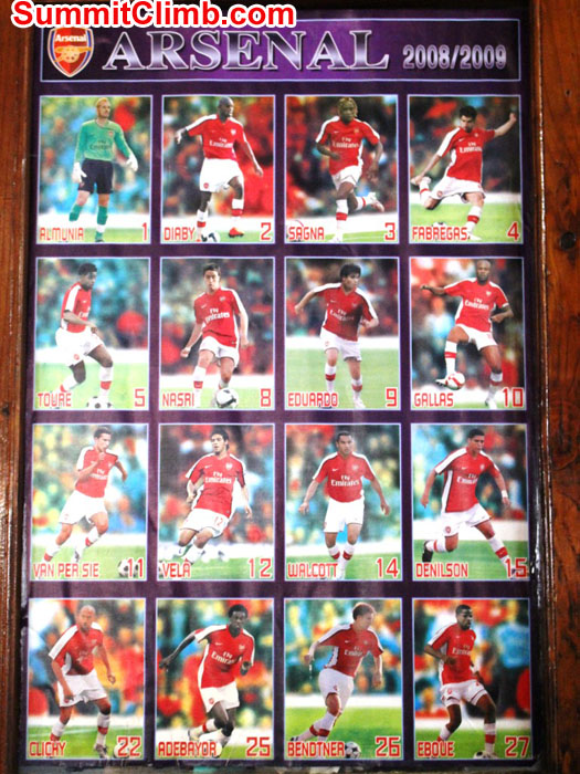 Arsenal football club poster at Namche Bazzar. Photo by Sam Chappatte Arsenal football club poster at Namche Bazzar. Photo by Sam Chappatte