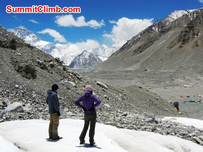 Arnie and Mia on trek up ice river from Everest Tibet Basecamp - Photo Scott Patch