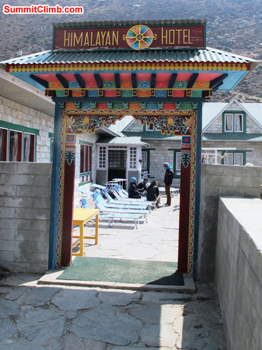 Welcome to the Himalayan Hotel in Pheriche, complete with sun beds. Photo Anne-Mari Hyrylainen. Welcome to the Himalayan Hotel in Pheriche, complete with sun beds. Photo Anne-Mari Hyrylainen.