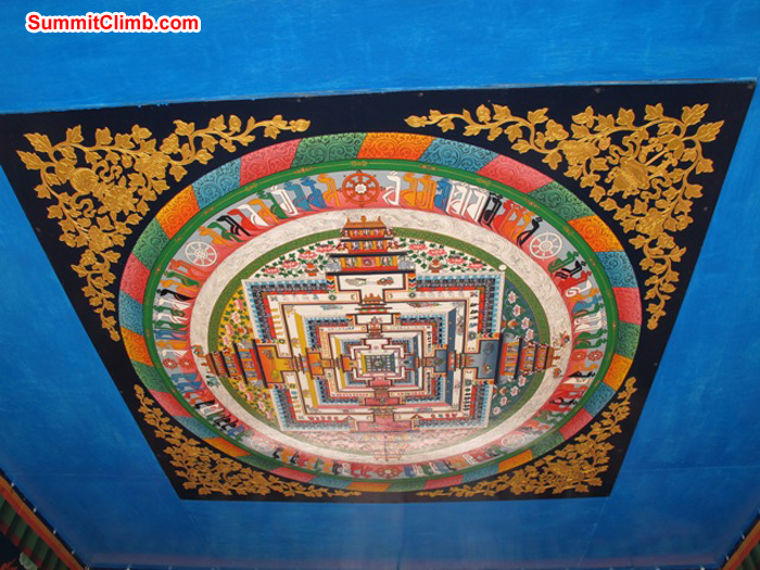 Decorated ceiling in the Tyengboche monastery. Photo Anne-Mari Hyrylainen.