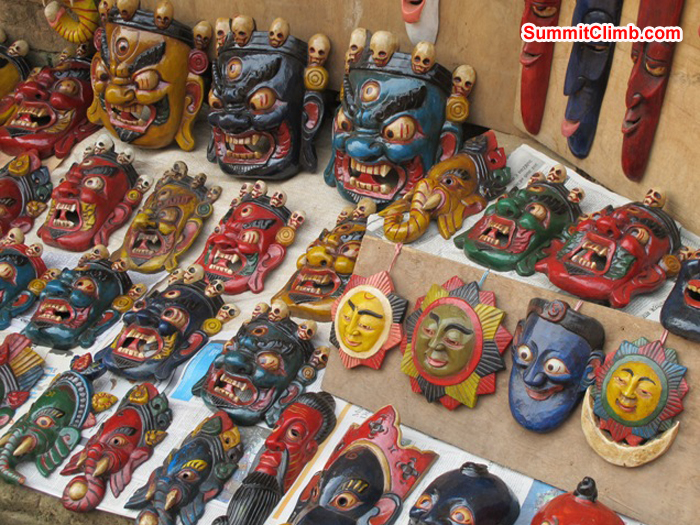 Colourful masks for sale in a Kathmandu market. Photo Anne-Mari Hyrylainen. Colourful masks for sale in a Kathmandu market. Photo Anne-Mari Hyrylainen.
