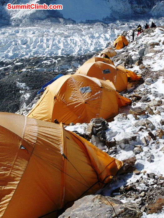 Summit Climb basecamp scene. Khumbu Glacier behind. Monika Witkowska Photo.