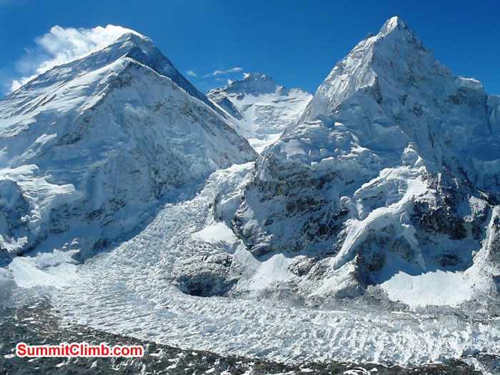 View of Everest, Lhotse, Nuptse, Khumbu Icefall from Pumori ABC. Photo by Monika Witkowska. View of Everest, Lhotse, Nuptse, Khumbu Icefall from Pumori ABC. Photo by Monika Witkowska.