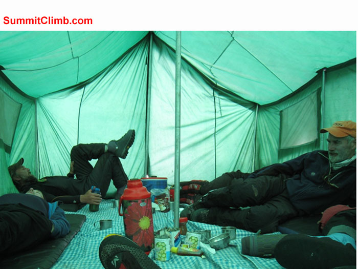 Adam and Don Kicking Back In Camp 2. Photo by Scott Smith. Adam and Don Kicking Back In Camp 2. Photo by Scott Smith.