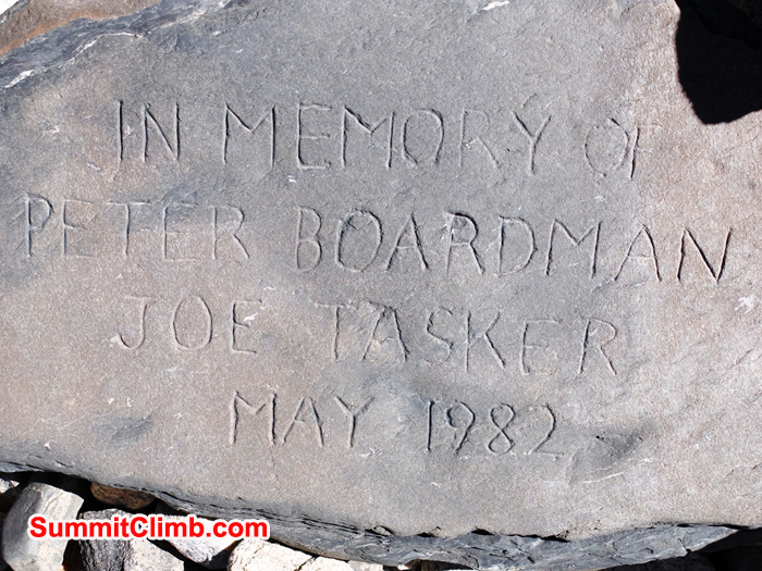 Boardman and Tasker memorial in base camp