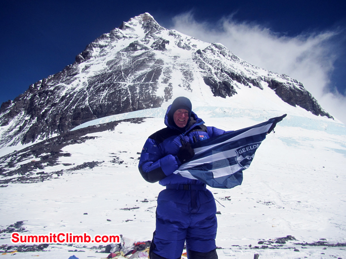 Damian Bourke at the south col summit. Photo Damian