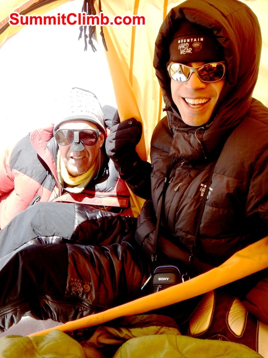 Dan and Magnus in Camp 2. Mike Fairman Photo