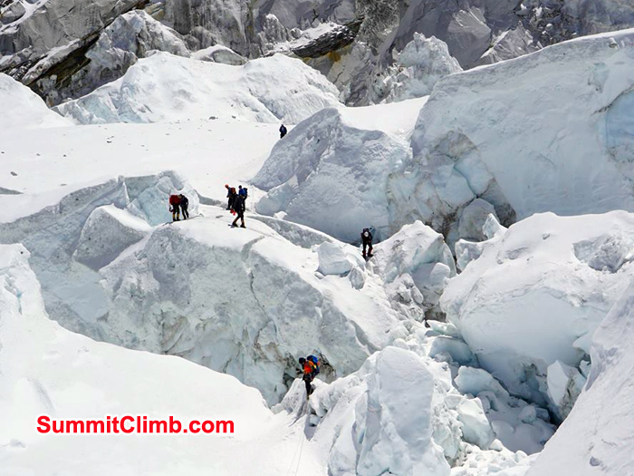 During Icefall climbing up and down