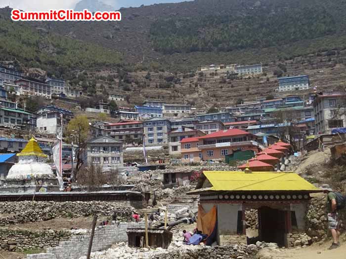 George checks out Namche Bazaar on our arrival. James Grieve Photo