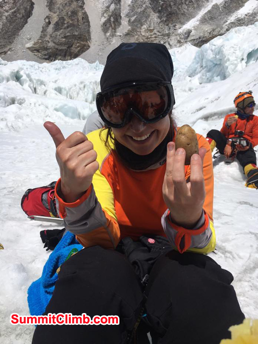 Having potato at camp