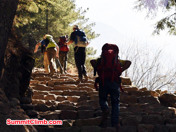 Hiking up to Namche Bazaar. 