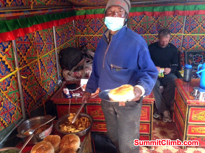 Jimmy serving up a giant club sandwich with fries - mmm tasty