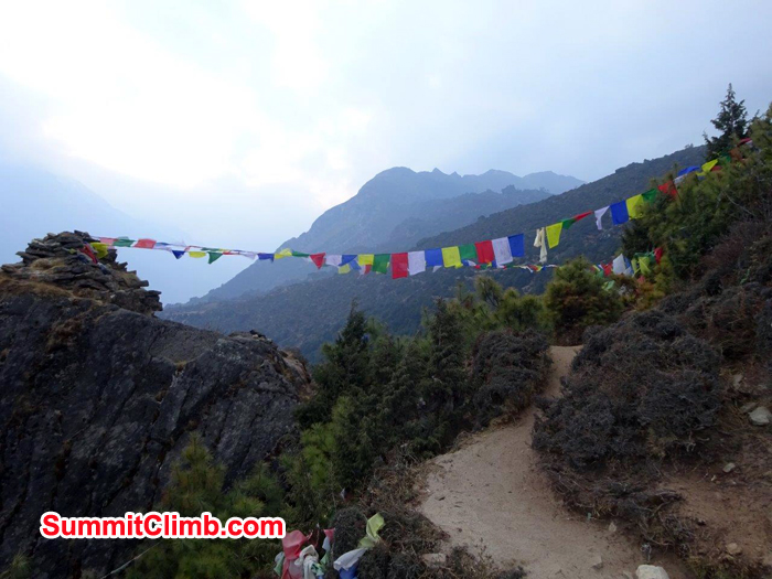 Prayer flag on the way. Photo Jeff Sorrel