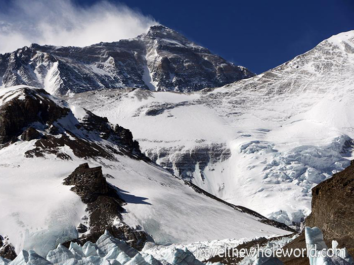 The Everest summit route seen from Northcol