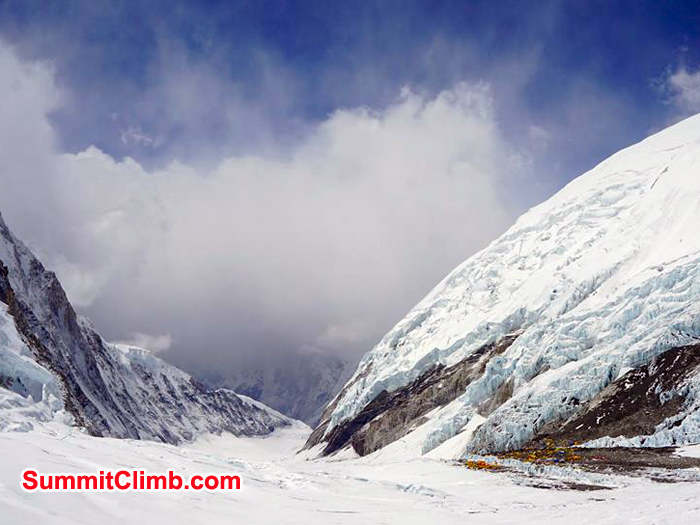 View of Camp 2 from Lhotse base.
