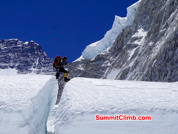 jump across a crack in the ice.