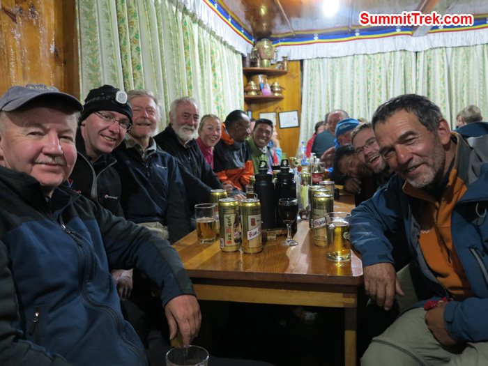 Team enjoying last night at  Lukla. Photo Matthew Slater.