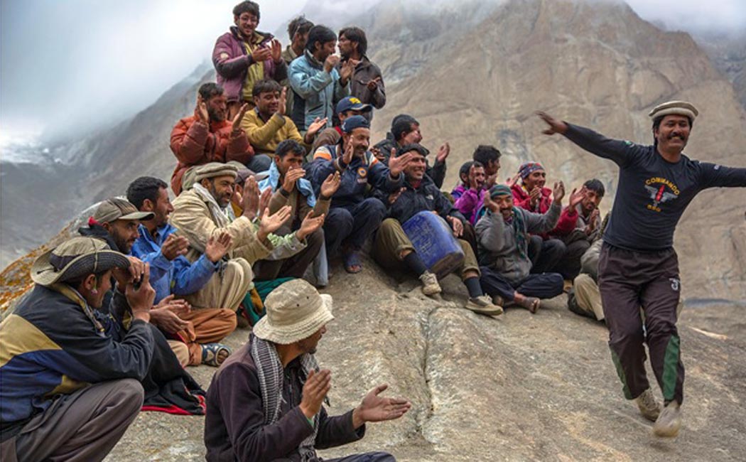 Our friendly staff of local porters having fun at the end of day.