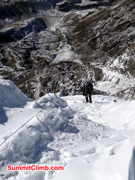 Climbing up in lobuche peak