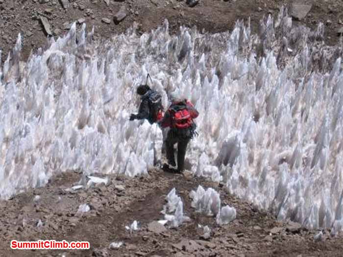 John and Denis crossing some Penitentes near BC