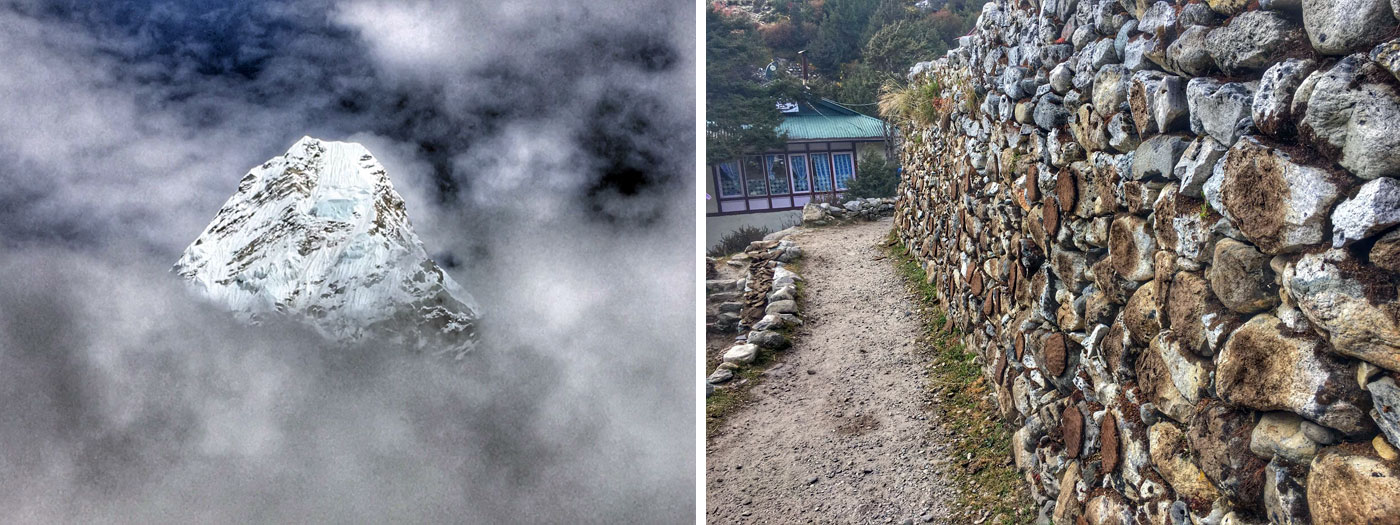 Ama Dablam behind cloud. Highway of Khumbu. Photo Martin.