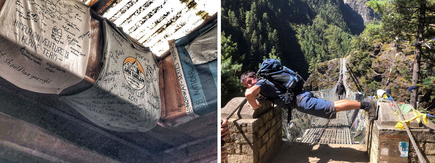 Namache Sign resturant. One of the member doing more exercise.