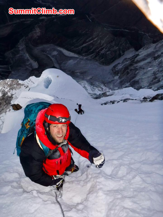 team member climbing