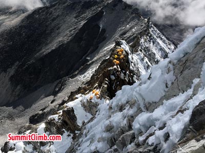 tents are pitching at camp 2 from distance.