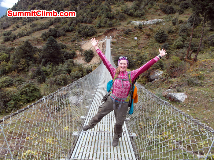 Caroline at Suspension Bridge