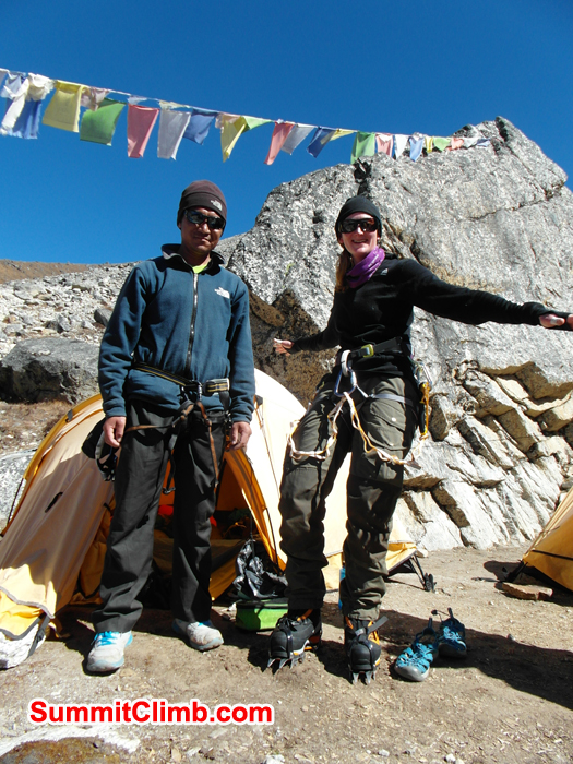 Jangbu and Caroline ready for climb.