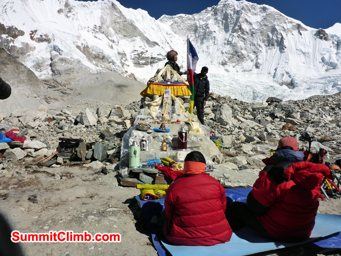 Puja at baruntse basecamp. Photo Steve
