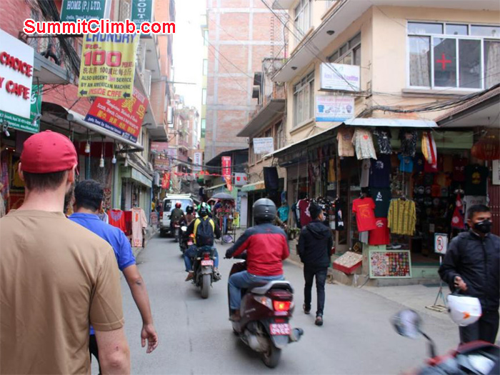 Streets of Thamel with less traffic