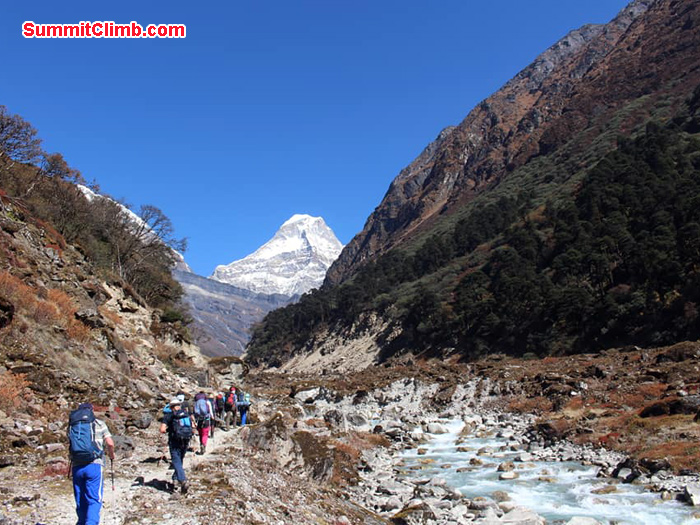 walking towards the mountain
